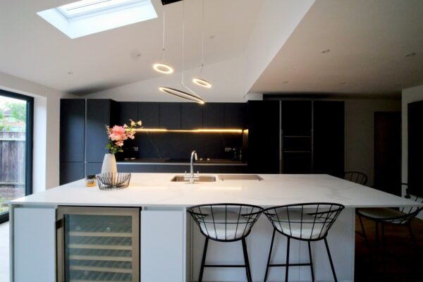 Modern black and white kitchen in Sedgley.