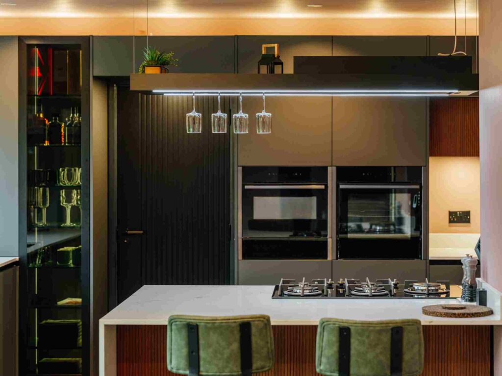 Clever kitchen storage solutions in a bespoke fitted kitchen